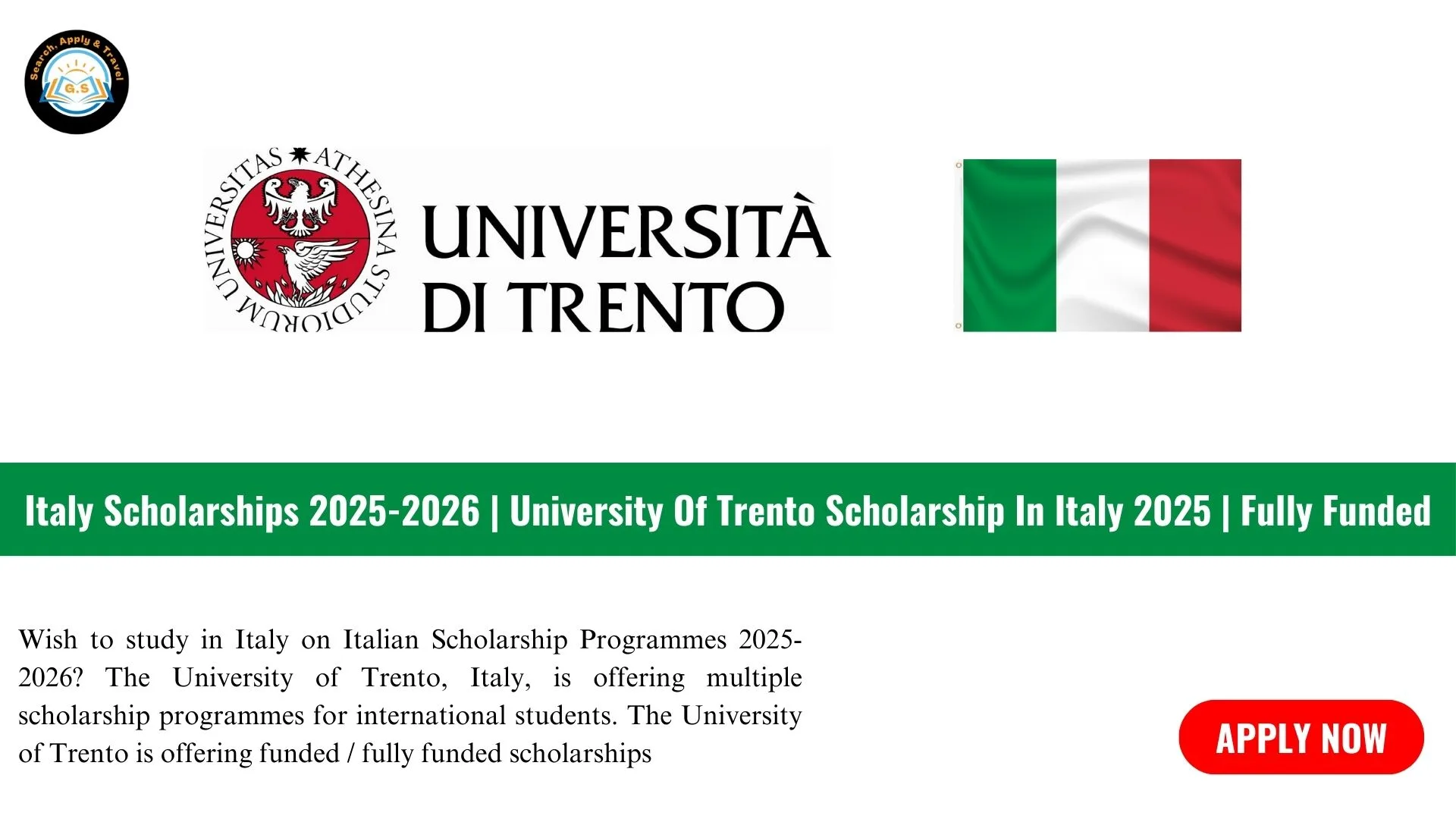 Italy Scholarships 2025-2026 | University Of Trento Scholarship In