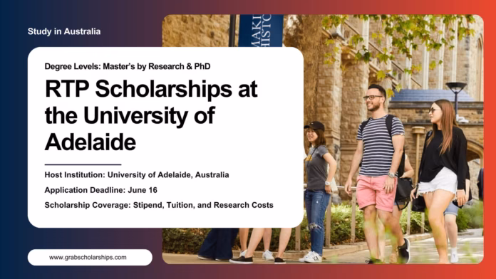 RTP Scholarships 2026 at the University of Adelaide
