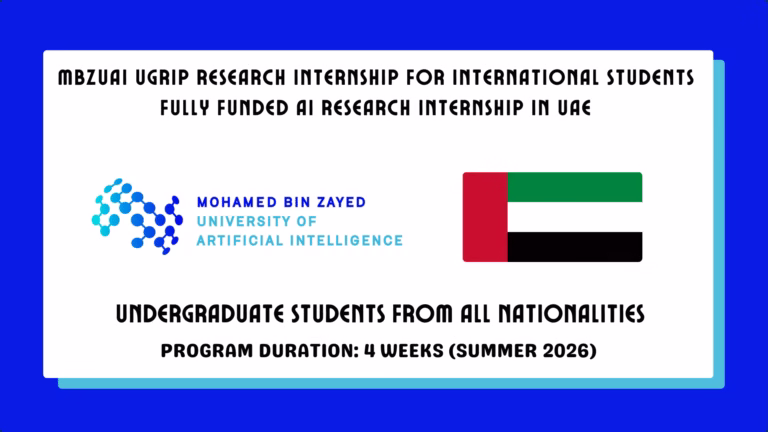 MBZUAI UGRIP Research Internship 2026 in UAE (Fully Funded)